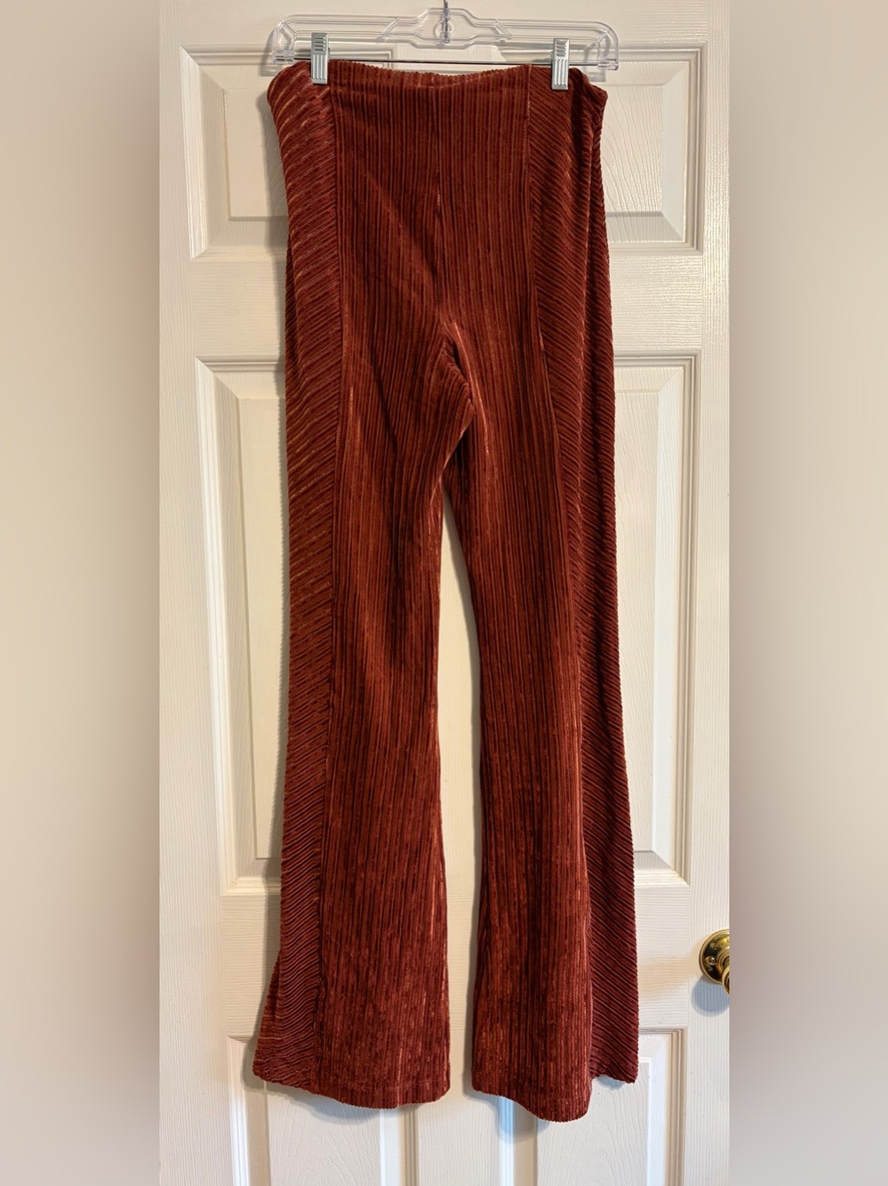 Free People Ribbed Wide-Leg Pants in Rust - Picture 3 of 6
